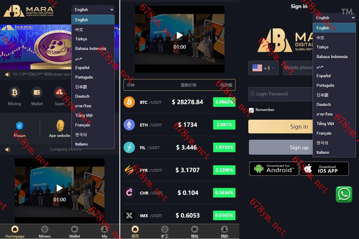 外国多语-矿机系统/区块链云矿机/云算力矿机/多级分销