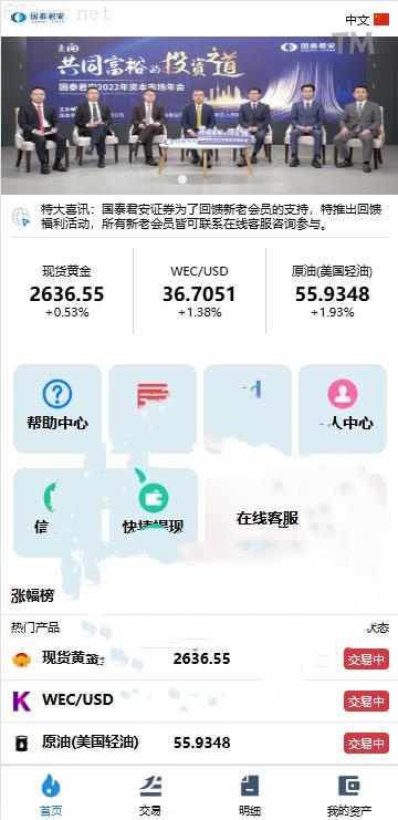 外国多语-微交易系统支持虚拟币黄金期货